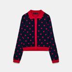 Žakárový úpletový kardigan se srdíčky, Zara, 699 Kč