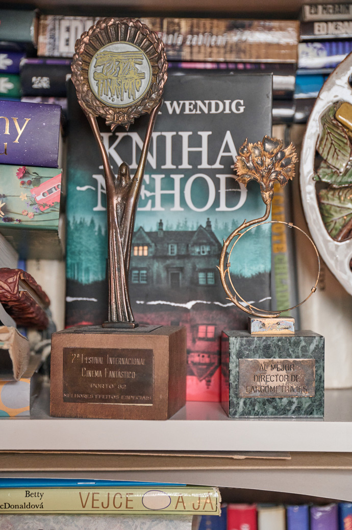 I na knihovně jsou všelijaké drobnosti.