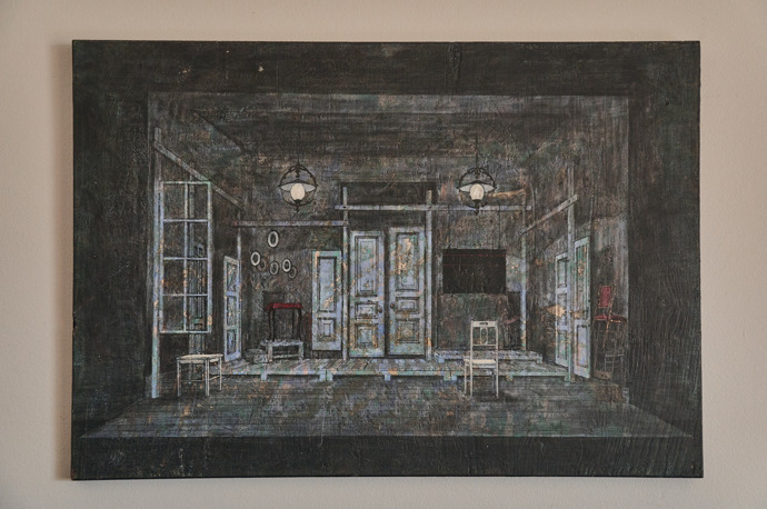 Návrh scény pro představení Židle