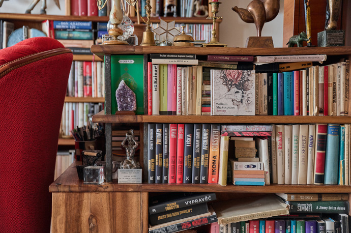 V knihovně Martiny Hudečkové v obýváku jsou klasici.
