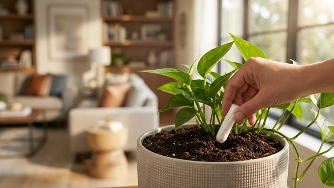 Zalévání květin během dovolené? Zkuste trik s tampony v květináči