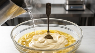 Než sraženou majonézu definitivně odepíšete, přilijte k ní lžíci horké vody: Tento bleskový restart okamžitě spojí emulzi v sametový krém, ve kterém bude lžíce stát i druhý den