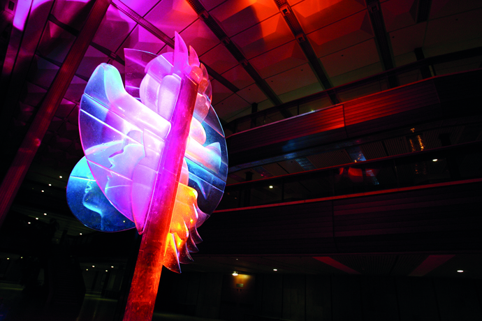 instalace - Žena s holubicí