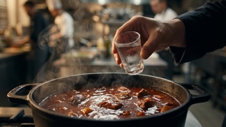 Vteřinový ledový šok pro váš guláš: Jeden panák vody z mrazáku okamžitě vymaže mastná oka a dodá omáčce barvu i lesk, za který by se nestyděl ani profík