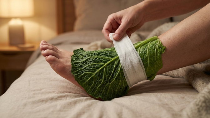 Přírodní pomoc na oteklé nohy: Proč zelné listy vytahují horkost a vodu?