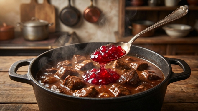 Nehledejte sytou barvu guláše v hromadě cibule: Tato lžíce rybízové zavařeniny v hrnci nahradí hodiny dušení