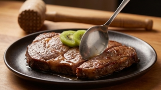 Paličku na maso nechte v šuplíku: Dva plátky kiwi rozloží tuhá vlákna hovězího a vykouzlí křehkou pochoutku, kterou ukrojíte i lžící