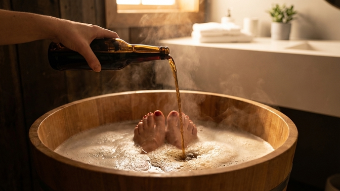 Vylijte jedno tmavé pivo do lavoru s teplou vodou: Tento trik vymaže ztvrdlou kůži i praskliny a vaše nohy budou děkovat