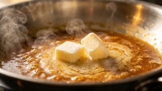 Vypněte plamen a sáhněte pro tyto dvě mrazivé kostky: Bleskový tepelný šok v pánvi vytvoří sametovou emulzi, která z obyčejného výpeku udělá delikatesu hodnou michelinské hvězdy