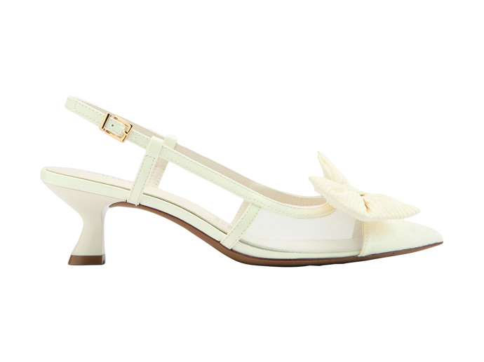 Kombinované krémové slingback lodičky, Deichmann, 999 Kč  