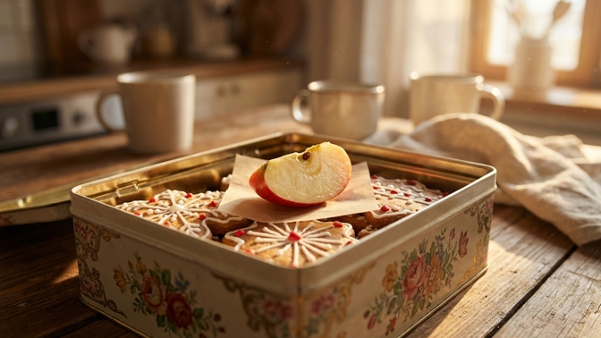 Už žádné perníčky tvrdé jako kámen: Jeden plátek jablka v dóze vytvoří mikroklima, které jim zajistí jemnost