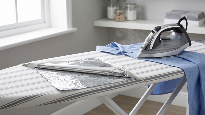 Dejte pod potah žehlicího prkna alobal: Geniální trik vyžehlí obě strany naráz a ušetří čas