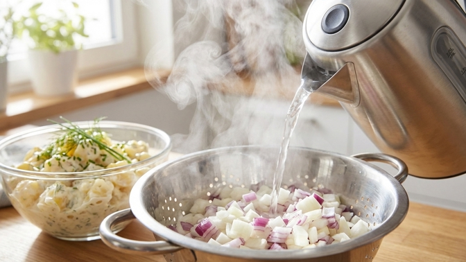 Trik s cibulí: Stačí pár vteřin a váš bramborový salát bude mít mnohem lepší chuť