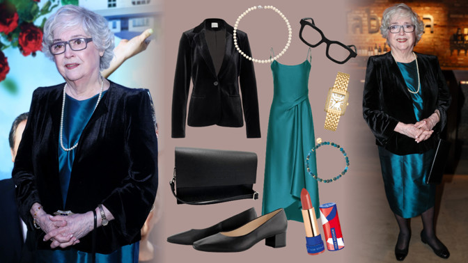 Dokonalá elegance pro dámy 80+: Božidara Turzonovová spojila luxus sametu a perel s leskem petrolejových šatů