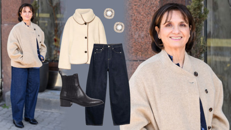 Omlazující outfit Veroniky Freimanové nejen pro dámy 70+: Světlá bundička ke klasické džínovině sedí