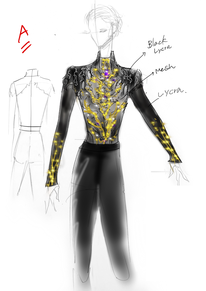 Japonská návrhářka Satomi Ito pro hvězdu současného krasobruslení Iliu Malinina navrhla čtyři kostýmy. Ty pro volnou jízdu mají výrazně dramatický nádech.