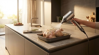 Než vložíte kuře do pekáče, zamiřte na něj na pět minut fénem: Tato bizarní finta vytvoří kůrku tak křupavou, že neuvěříte vlastním uším