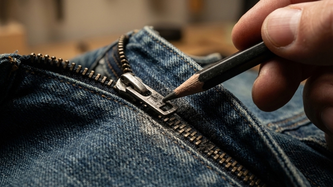 Jak opravit zadrhnutý zip? Obyčejná tužka ho okamžitě rozhýbe