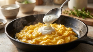 Lijete do míchaných vajíček mléko? Právě proto jsou gumová, přitom k dokonalé krémovosti stačí tato běžná věc z kelímku