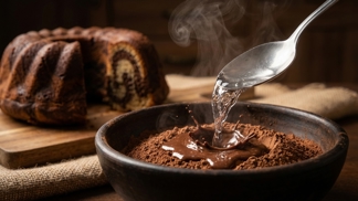 Vylijte dvě lžíce horké vody přímo na suché kakao: Tato blesková metoda v misce odemkne v bábovce sytost a vůni, za kterou se ve vyhlášených cukrárnách draze platí