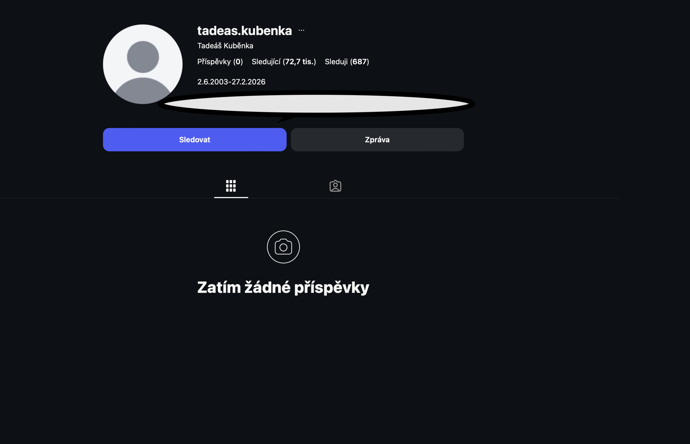 Na jeho dříve velmi aktivním Instagramu nezbyla jediná fotka ani video.