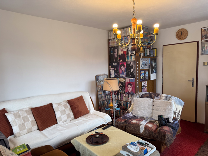 Tento obývák je spíše Františkovo muzeum, které má i původní sedačku po rodičích. 