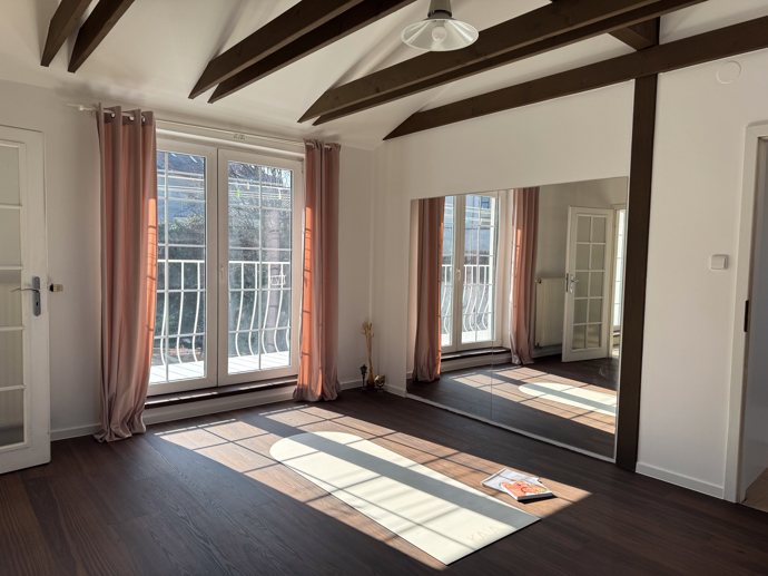 V patře má Veronika Žilková malou tělocvičnu.