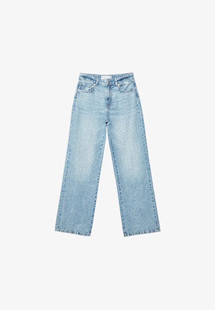 Džíny poseté kamínky, Stradivarius, 1 199 Kč