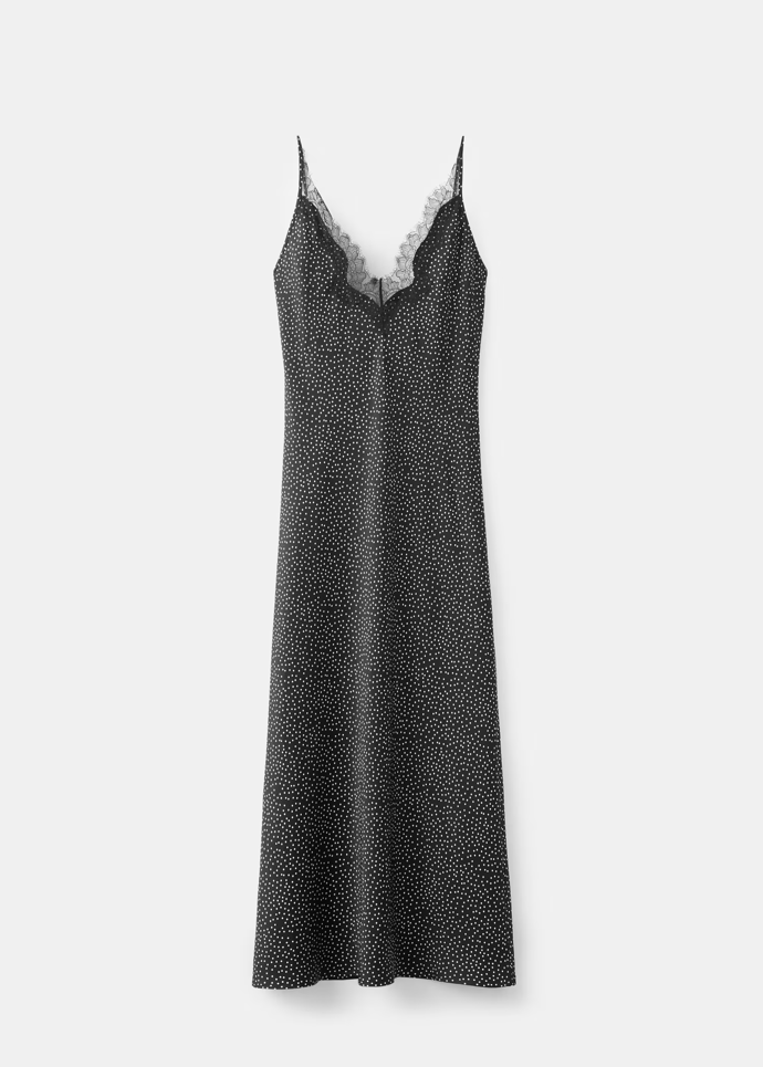 Šaty s puntíky a krajkou, Mango, 1299 Kč