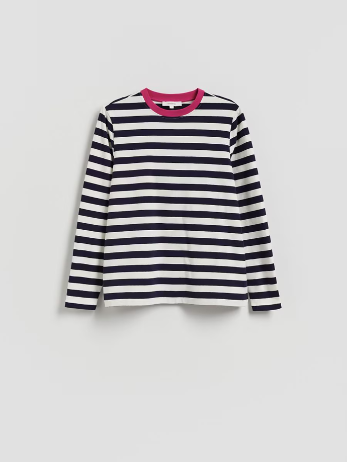 Pruhované bavlněné tričko s dlouhým rukávem, Reserved, 599 Kč