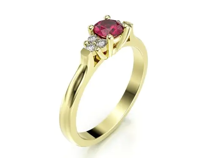 Nezapomeňte ani na šperky, třeba s červenými kontrasty, které se krásně hodí nejenom k černé, ale i zelené. Tento prsten ze žlutého zlata je z dílny firmy Rýdl a jeho cena je 27630 Kč.