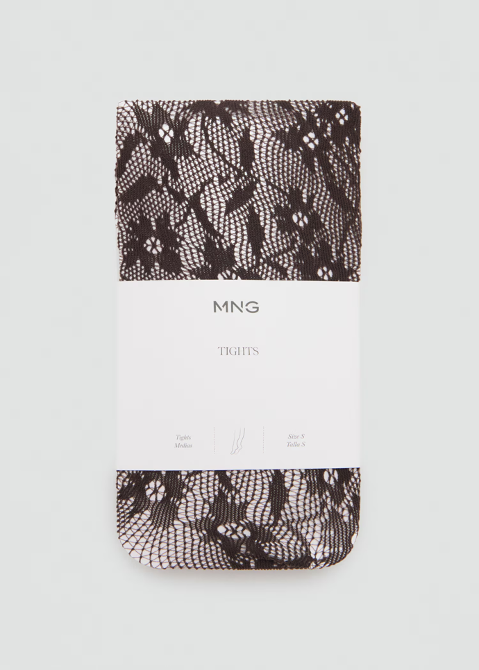 Punčochy s krajkou s květinovým vzorem, Mango, 399 Kč