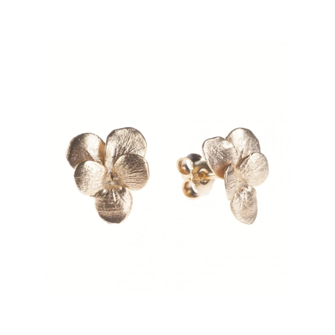 Pozlacené náušnice violky, Hanuš Lamr,  5000 Kč