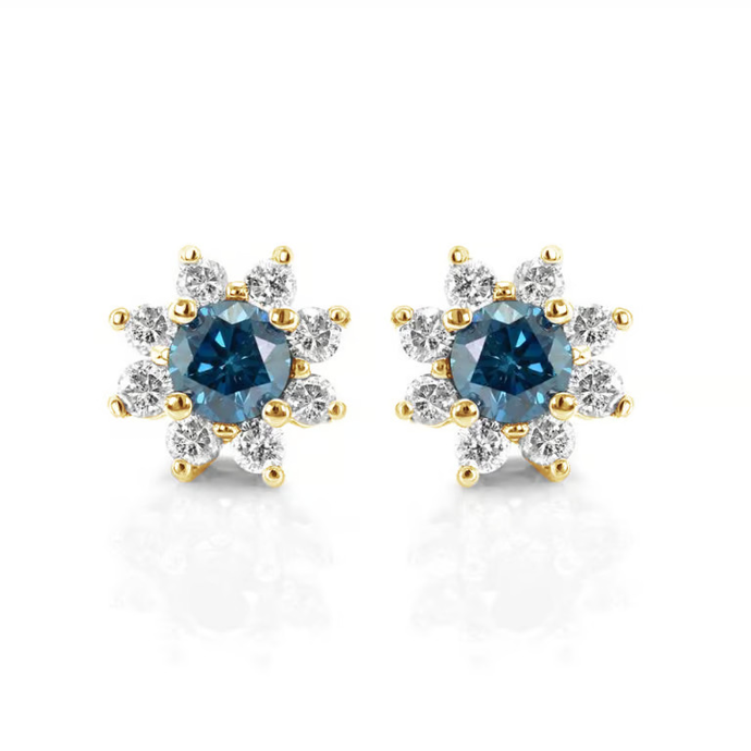 Náušnice ve tvaru kvítků s modrými diamanty, Eppi, 56 980 Kč