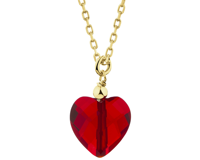 Pozlacený stříbrný náhrdelník s broušeným sklem ve tvaru srdce, Apart, 1590 Kč