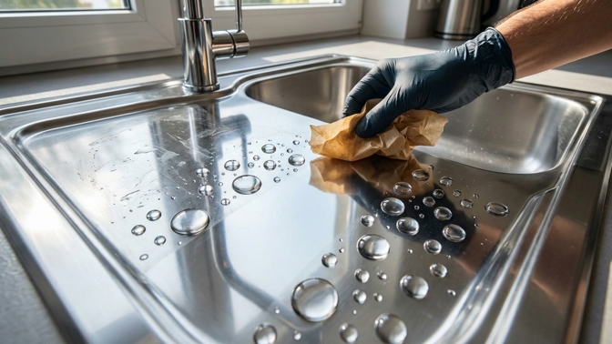 Jak vyčistit nerezový dřez? Zkuste trik s pečicím papírem