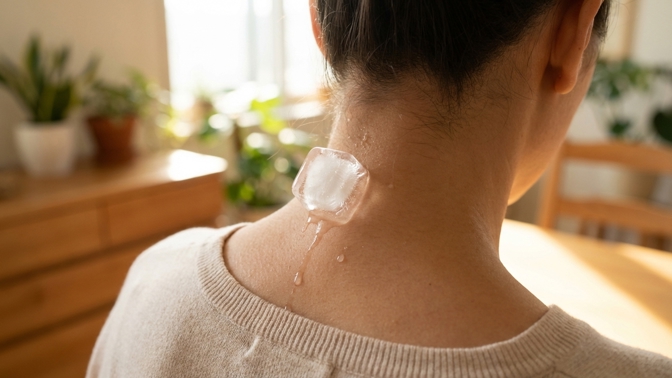 Kostka ledu na šíji: Proč tato stimulace pomáhá při ranní únavě?