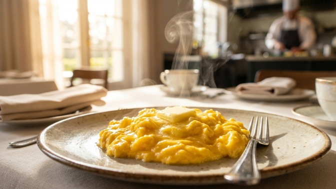 Jak na nejlepší míchaná vejce? Přidejte studené máslo přímo na pánev