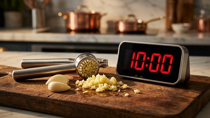 Proč nechat česnek po prolisování 10 minut odležet?