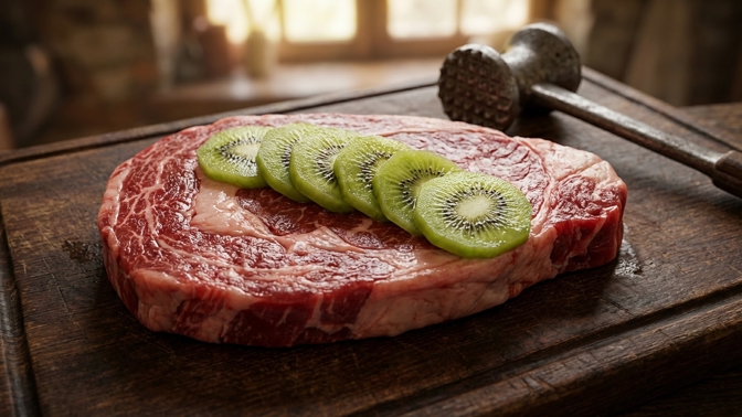 Plátek kiwi k masu? Překvapivá metoda zjemní vaše oblíbené maso