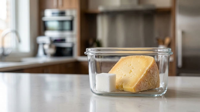 Jak udržet sýr déle čerstvý? Zkuste trik s kostkou cukru v krabičce