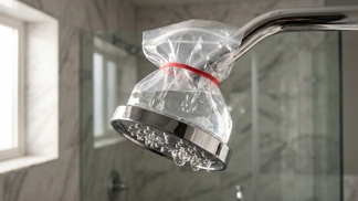 Instalatéři tento trik se sáčkem u sprchy raději tají: Tato noční lázeň rozpustí i nejtvrdší kámen a vrátí hlavici tlak jako u nového zařízení