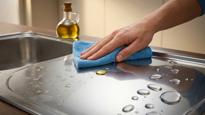 Trik s olivovým olejem na nerez: Proč ho nanášet na vyčištěný dřez?