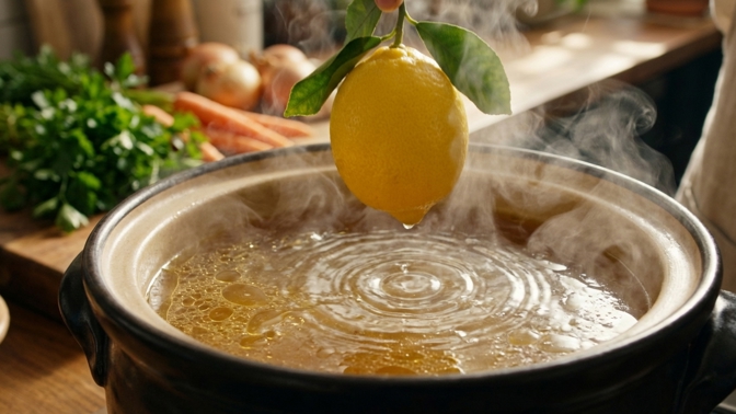 Hoďte do vývaru citron: Trik z vídeňských restaurací zbaví polévku mastnoty i kalu