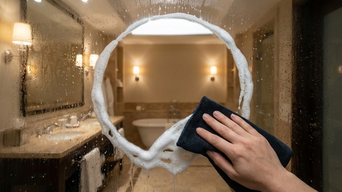 Jak na zamlžené zrcadlo v koupelně? Pomůže trik s pěnou na holení