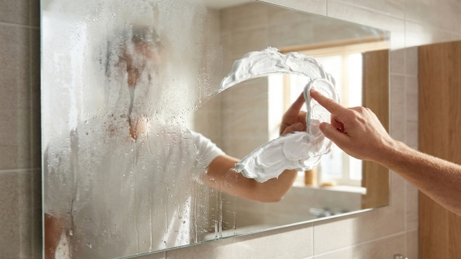 Jak na nezamlžené zrcadlo? Vyzkoušejte trik s pěnou na holení