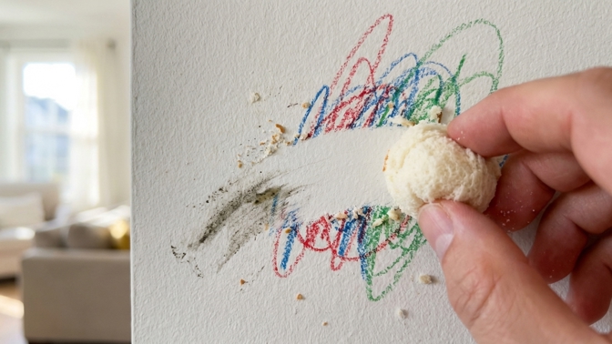 Nejlevnější malířská guma leží v chlebníku: Tato kulička vygumuje ze zdí mastnotu i pastelky za pár vteřin