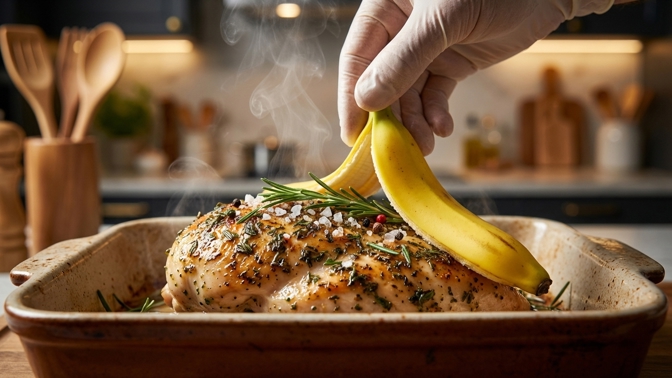 Nevyhazujte banánové slupky: Položte je na kuřecí maso a výsledek vás překvapí