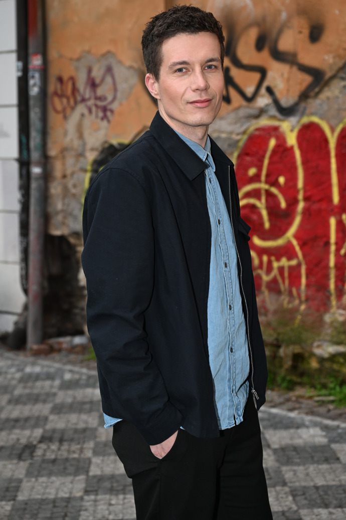 Daniel Krejčík dorazil na křest bez manžela. 