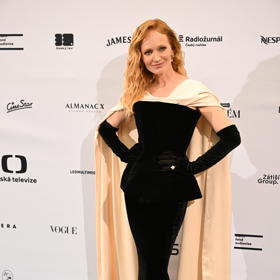 Rozpouštěné navlněné vlasy krásně doladily elegantní model Ani Geislerové. 